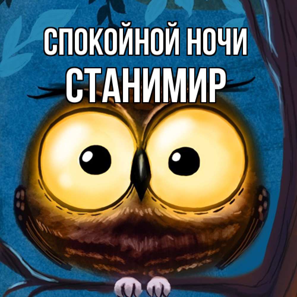 Открытка на каждый день с именем, Станимир Спокойной ночи большие глаза Прикольная открытка с пожеланием онлайн скачать бесплатно 