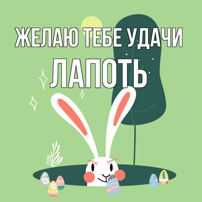 Картинка Желаю тебе удачи, Лапоть