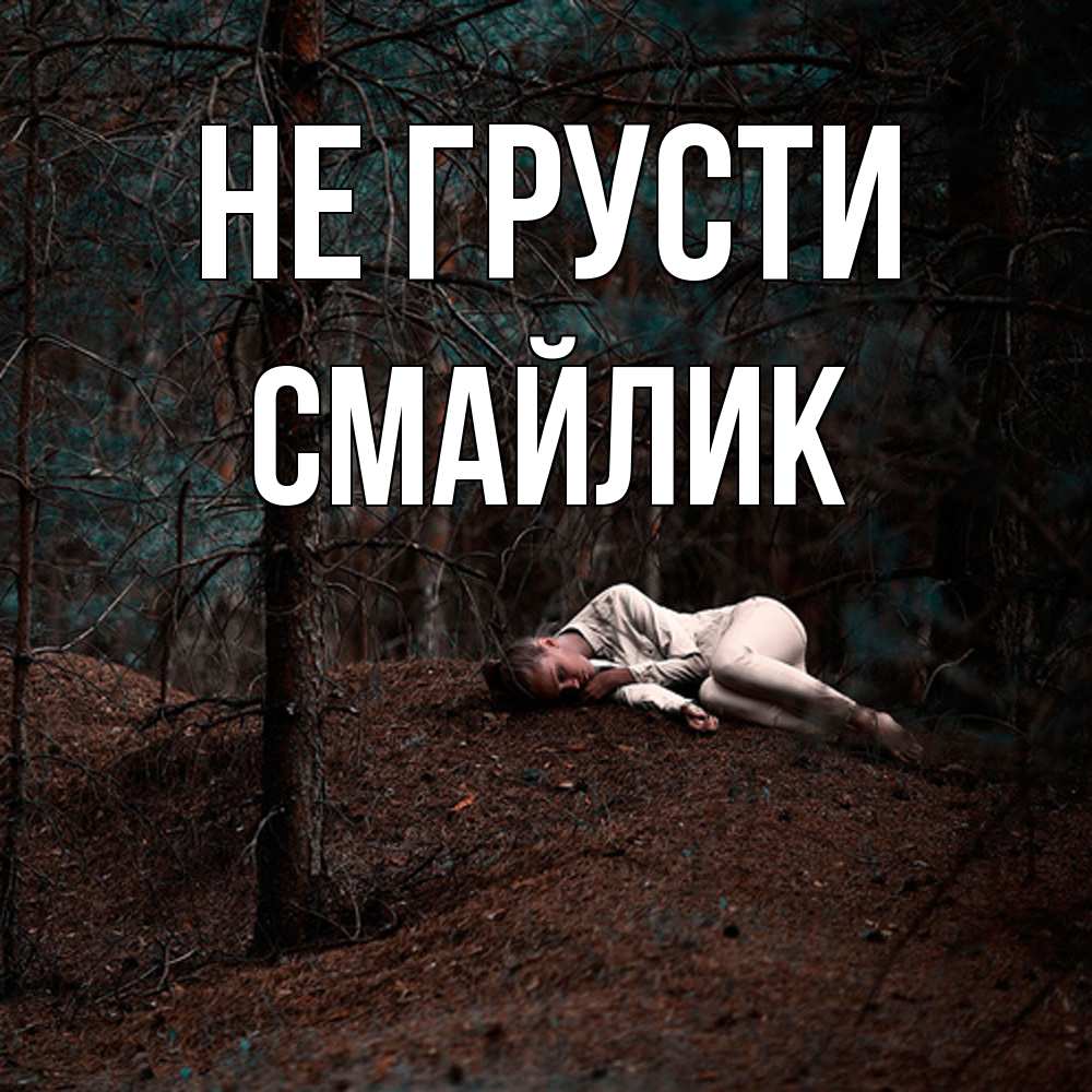 Открытка на каждый день с именем, Смайлик Не грусти лес Прикольная открытка с пожеланием онлайн скачать бесплатно 