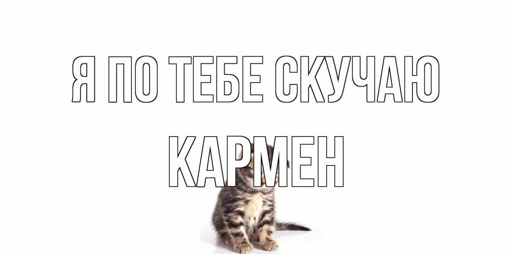 Открытка на каждый день с именем, Кармен Я по тебе скучаю кот Прикольная открытка с пожеланием онлайн скачать бесплатно 