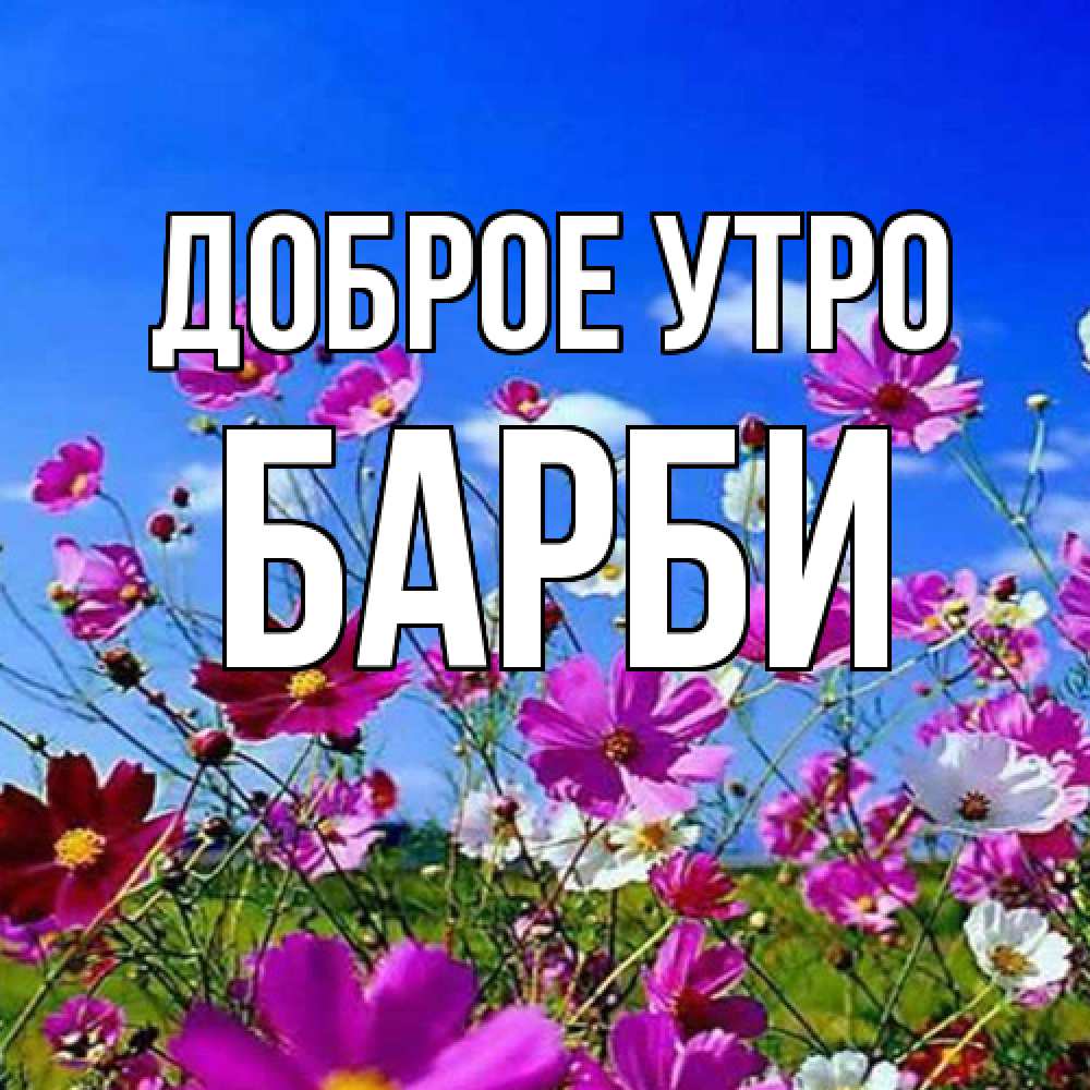 Открытка на каждый день с именем, Барби Доброе утро сиреневые цветы Прикольная открытка с пожеланием онлайн скачать бесплатно 