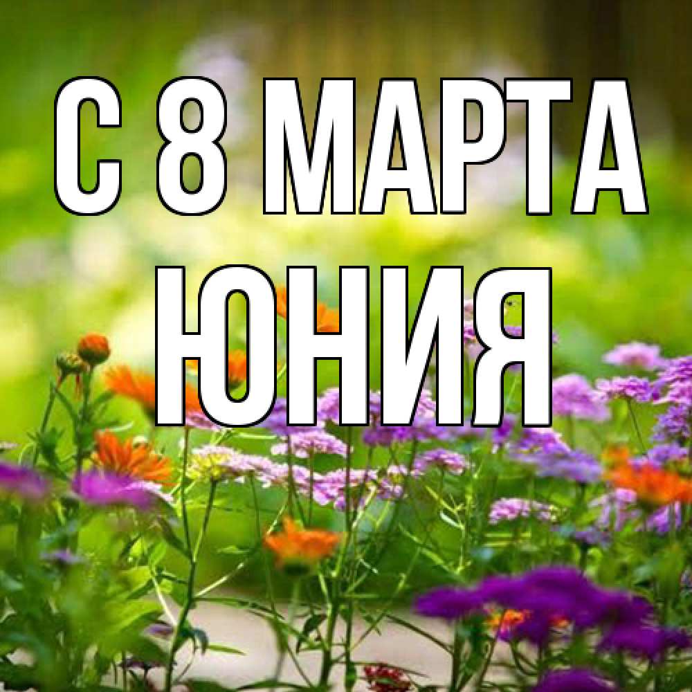 Открытка на каждый день с именем, Юния C 8 МАРТА цветы Прикольная открытка с пожеланием онлайн скачать бесплатно 