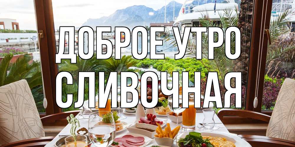 Открытка на каждый день с именем, Сливочная Доброе утро тропическое утро Прикольная открытка с пожеланием онлайн скачать бесплатно 