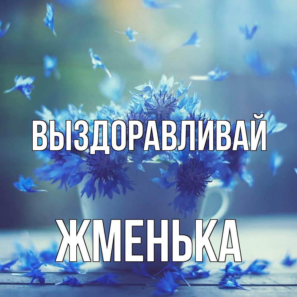 Открытка на каждый день с именем, Жменька Выздоравливай кружка с зельем и цветами Прикольная открытка с пожеланием онлайн скачать бесплатно 