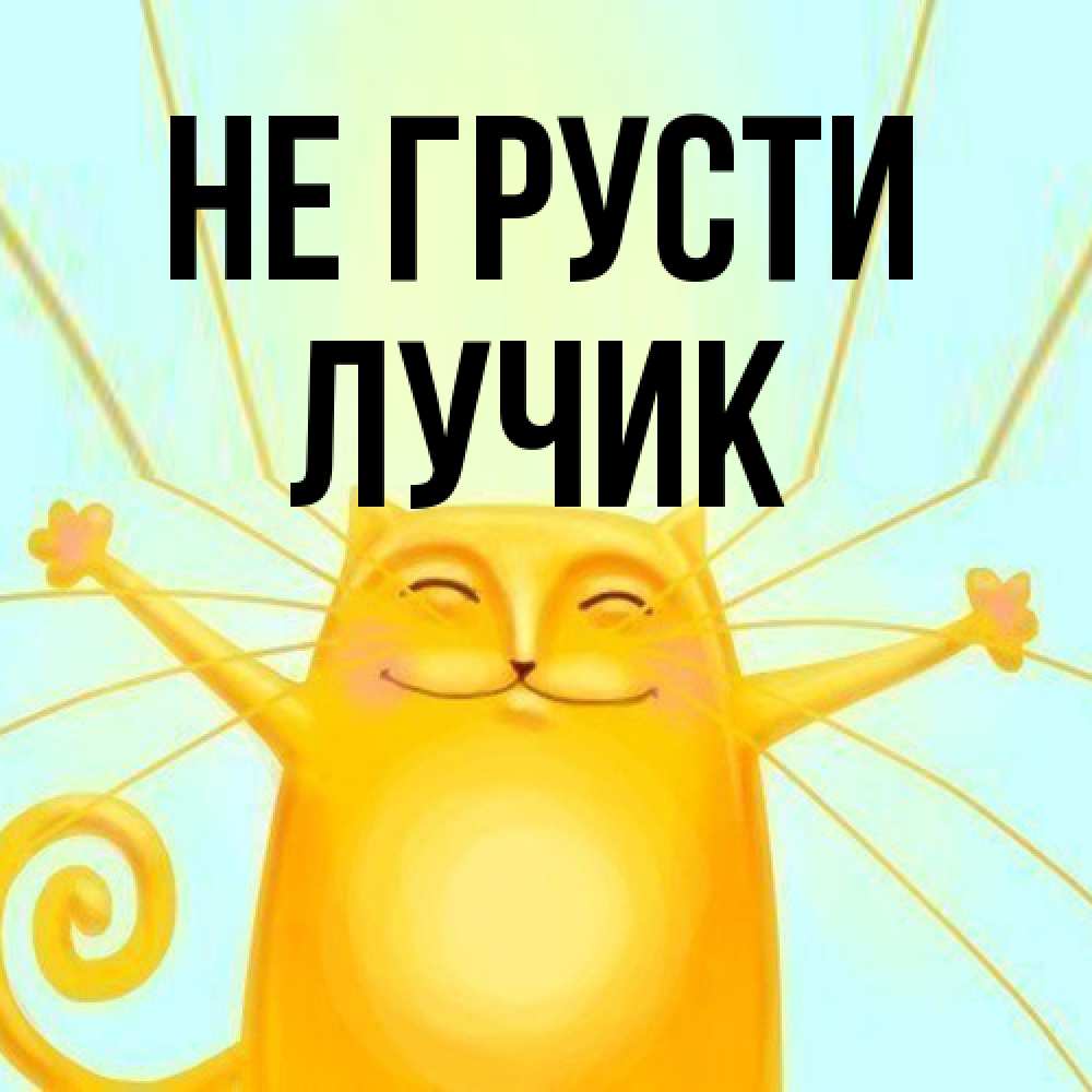 Открытка на каждый день с именем, Лучик Не грусти обнимашки усатые Прикольная открытка с пожеланием онлайн скачать бесплатно 