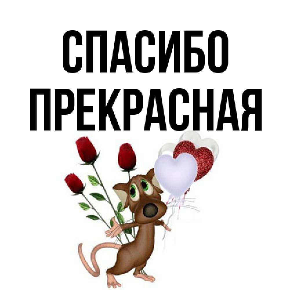 Открытка на каждый день с именем, Прекрасная Спасибо песик с шариками в форме сердец Прикольная открытка с пожеланием онлайн скачать бесплатно 