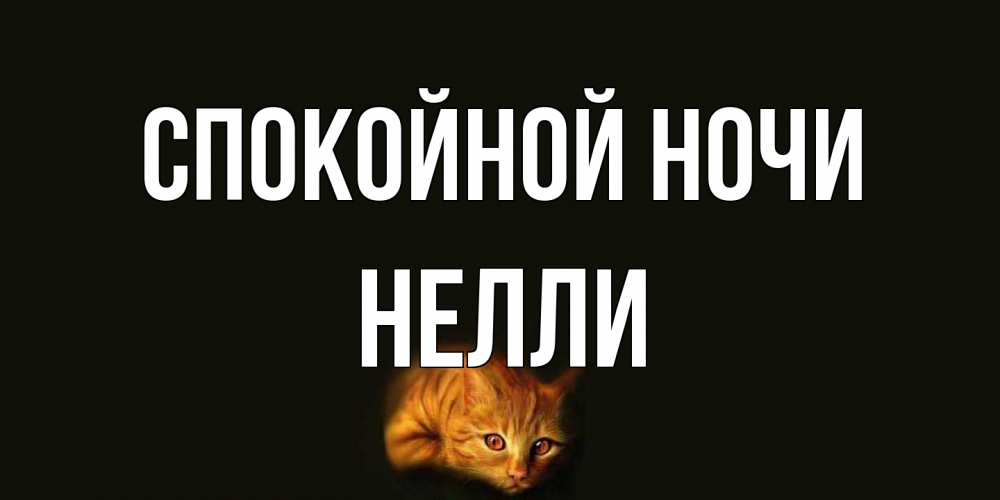 Открытка на каждый день с именем, Нелли Спокойной ночи кот Прикольная открытка с пожеланием онлайн скачать бесплатно 