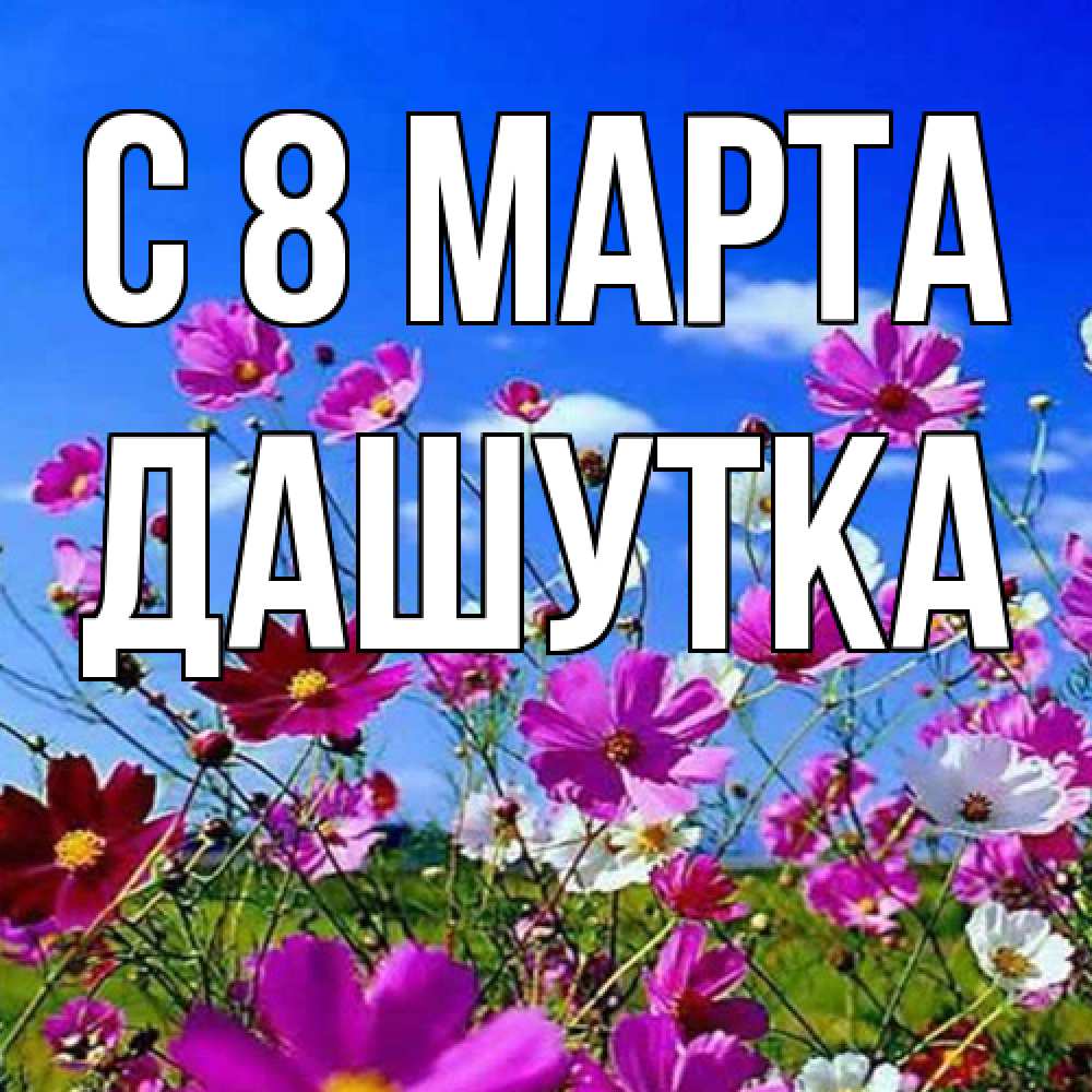 Открытка на каждый день с именем, Дашутка C 8 МАРТА цветы Прикольная открытка с пожеланием онлайн скачать бесплатно 
