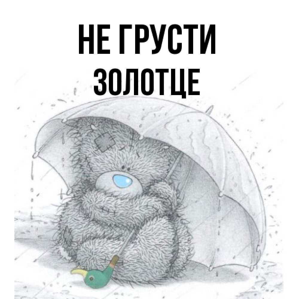 Открытка на каждый день с именем, Золотце Не грусти спасите мишку Тедди Прикольная открытка с пожеланием онлайн скачать бесплатно 