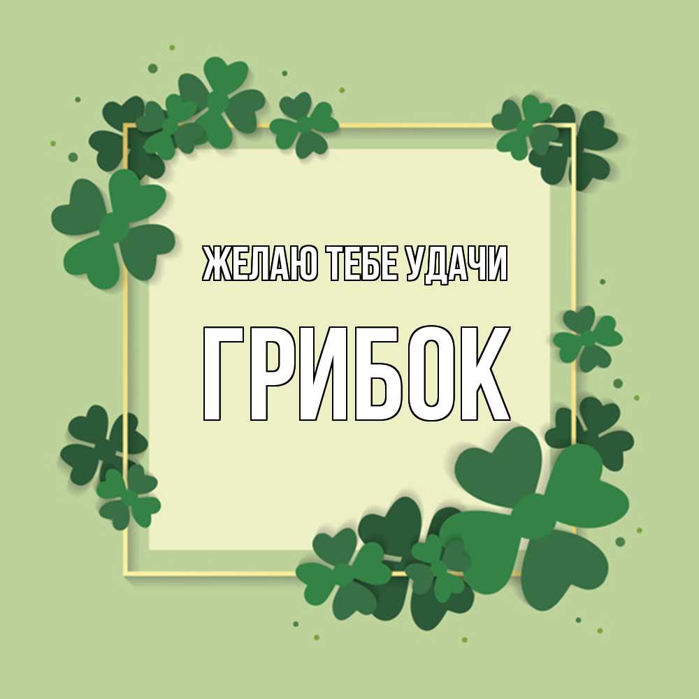 Открытка на каждый день с именем, Грибок Желаю тебе удачи на удачу Прикольная открытка с пожеланием онлайн скачать бесплатно 