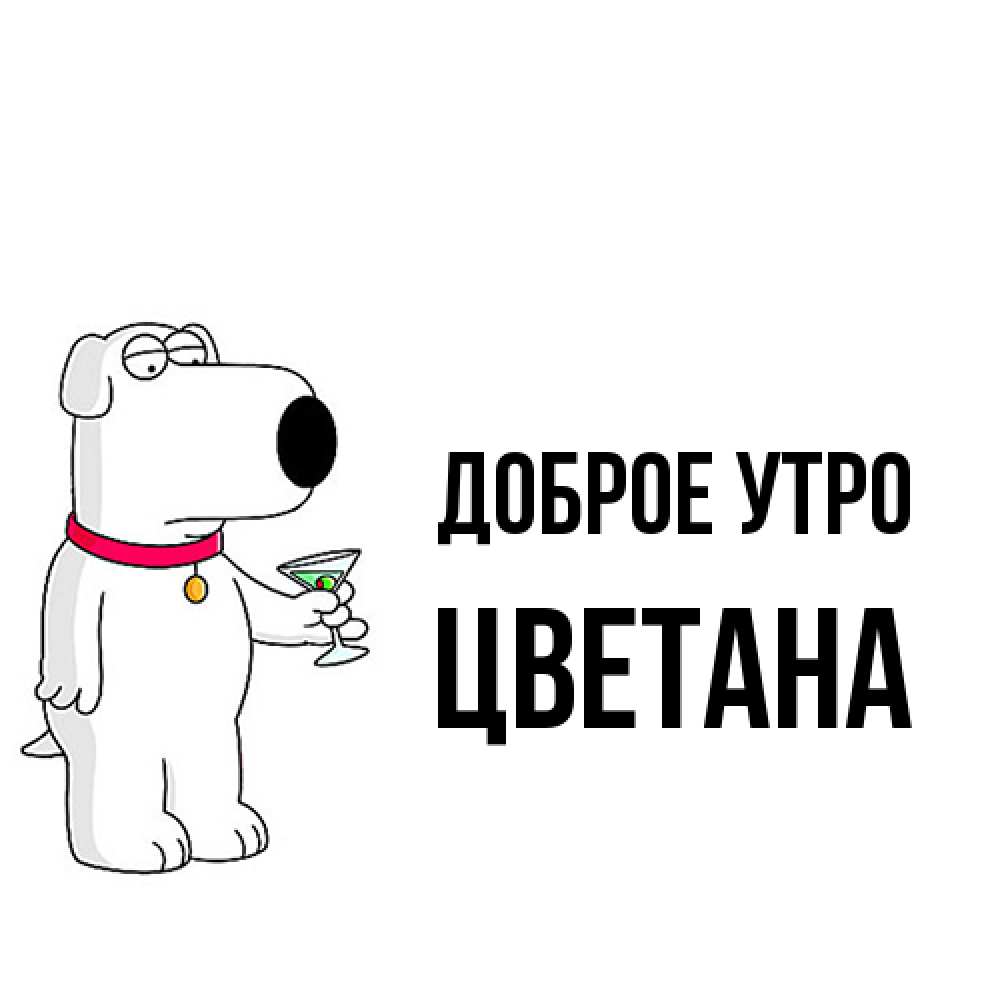 Открытка на каждый день с именем, Цветана Доброе утро герои мультфильмов белый пес Прикольная открытка с пожеланием онлайн скачать бесплатно 