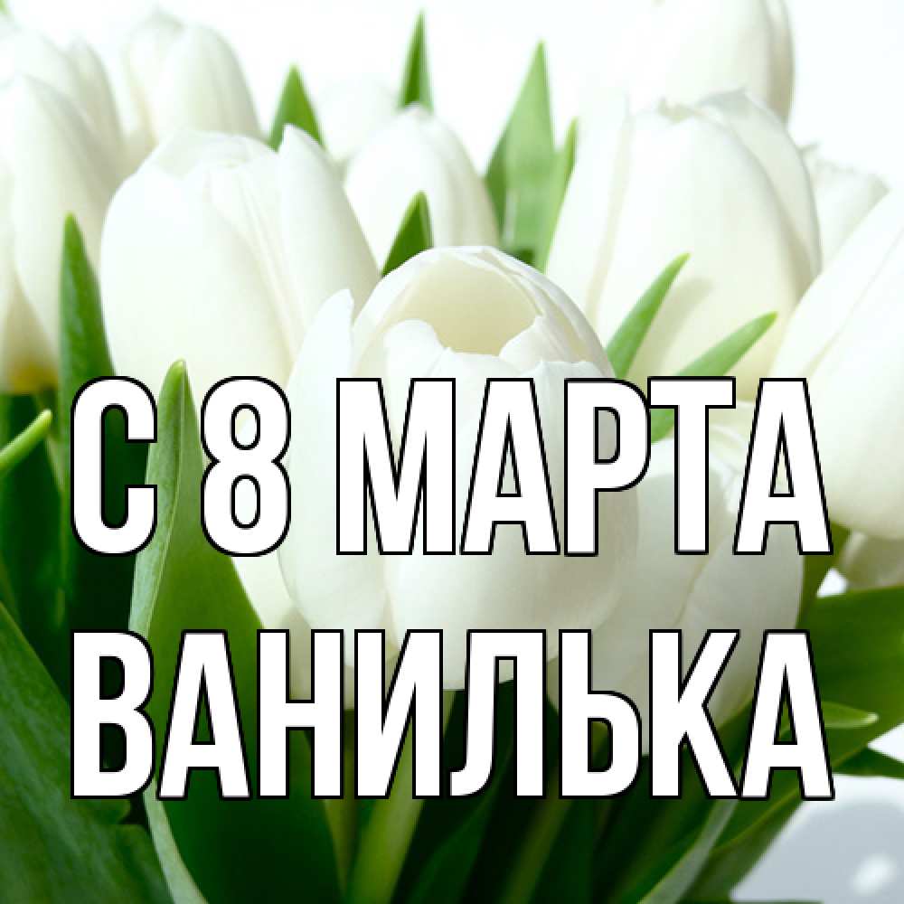 Открытка на каждый день с именем, Ванилька C 8 МАРТА цветы Прикольная открытка с пожеланием онлайн скачать бесплатно 