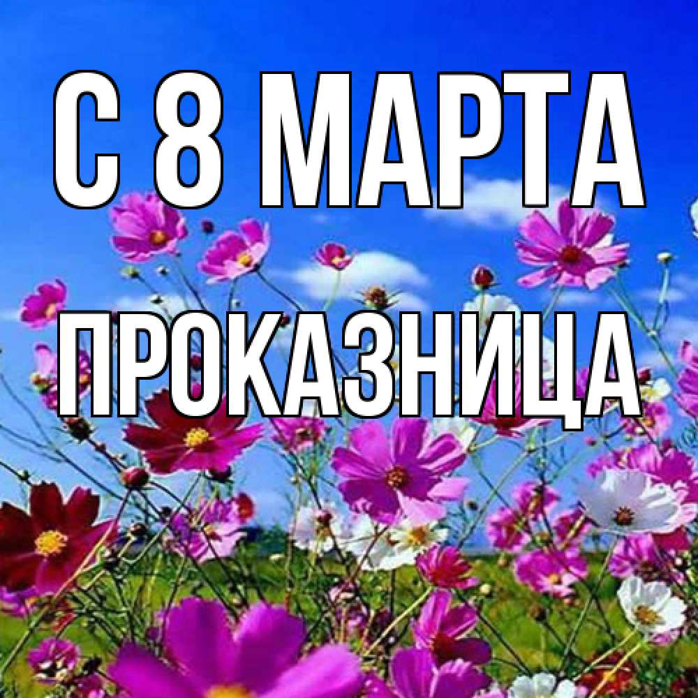 Открытка на каждый день с именем, Проказница C 8 МАРТА цветы Прикольная открытка с пожеланием онлайн скачать бесплатно 