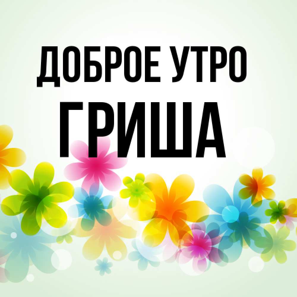 Открытка на каждый день с именем, Гриша Доброе утро позитивные цветочки Прикольная открытка с пожеланием онлайн скачать бесплатно 