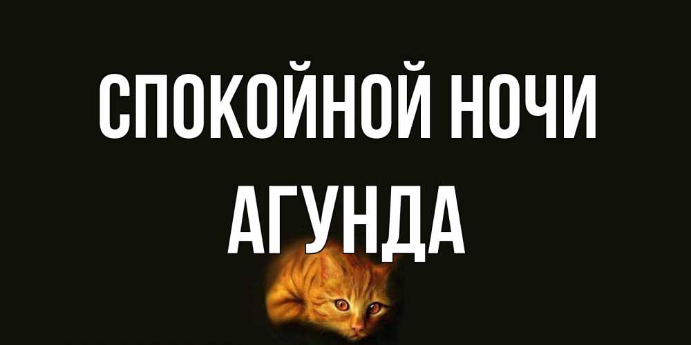 Открытка на каждый день с именем, Агунда Спокойной ночи кот Прикольная открытка с пожеланием онлайн скачать бесплатно 