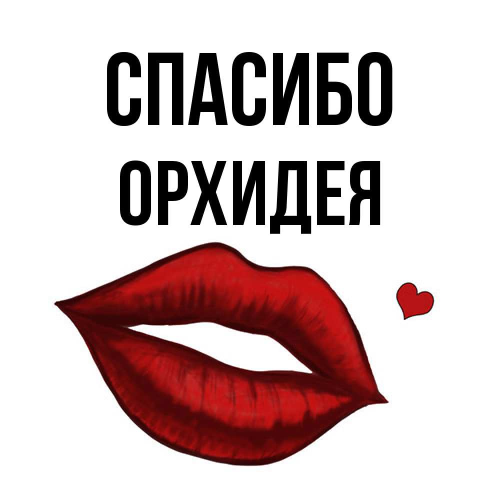 Открытка на каждый день с именем, Орхидея Спасибо целую нежно с сердечком Прикольная открытка с пожеланием онлайн скачать бесплатно 