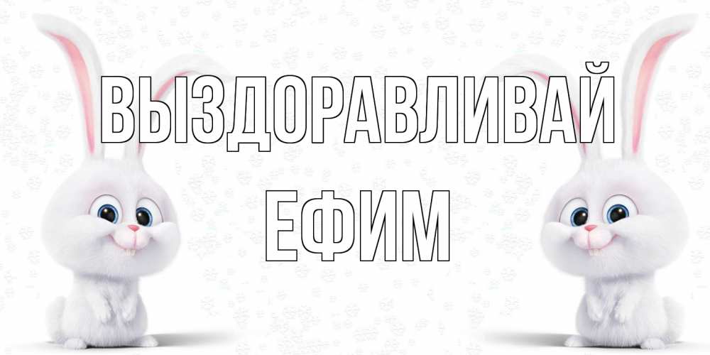 Открытка на каждый день с именем, Ефим Выздоравливай не болей с зайцем Прикольная открытка с пожеланием онлайн скачать бесплатно 