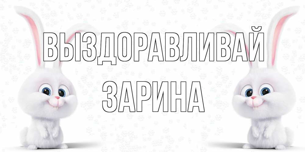 Открытка на каждый день с именем, Зарина Выздоравливай не болей с зайцем Прикольная открытка с пожеланием онлайн скачать бесплатно 