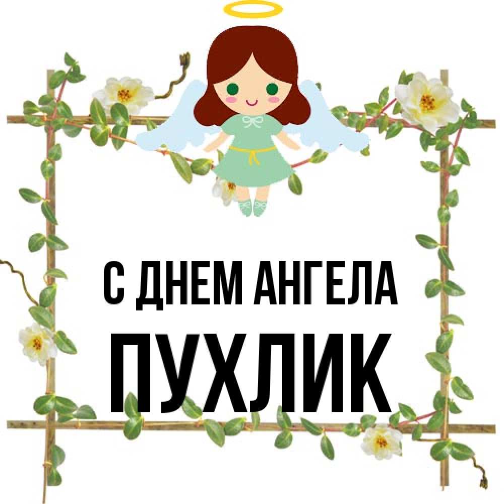 Открытка на каждый день с именем, пухлик С днем ангела Ангел с нимбом Прикольная открытка с пожеланием онлайн скачать бесплатно 