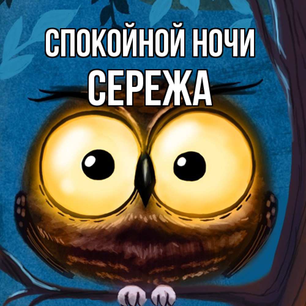 Открытка на каждый день с именем, Сережа Спокойной ночи большие глаза Прикольная открытка с пожеланием онлайн скачать бесплатно 