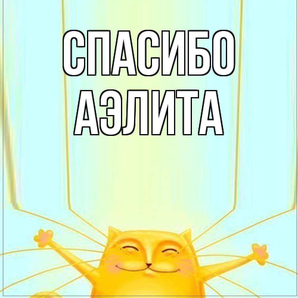 Открытка на каждый день с именем, Аэлита Спасибо кот с усами благодарит Прикольная открытка с пожеланием онлайн скачать бесплатно 
