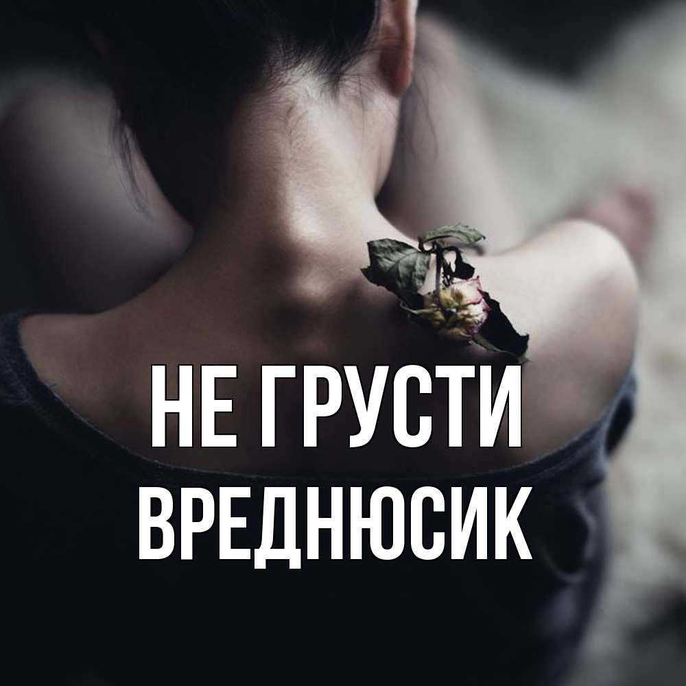 Открытка на каждый день с именем, Вреднюсик Не грусти девушка со спины Прикольная открытка с пожеланием онлайн скачать бесплатно 