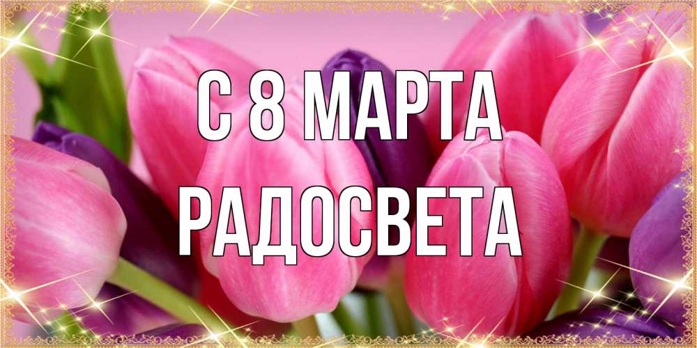 Открытка на каждый день с именем, Радосвета C 8 МАРТА тюльпаны для женщины на международный женский день Прикольная открытка с пожеланием онлайн скачать бесплатно 
