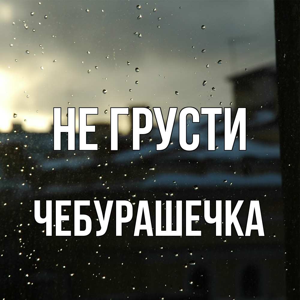 Открытка на каждый день с именем, Чебурашечка Не грусти вид на крыши Прикольная открытка с пожеланием онлайн скачать бесплатно 