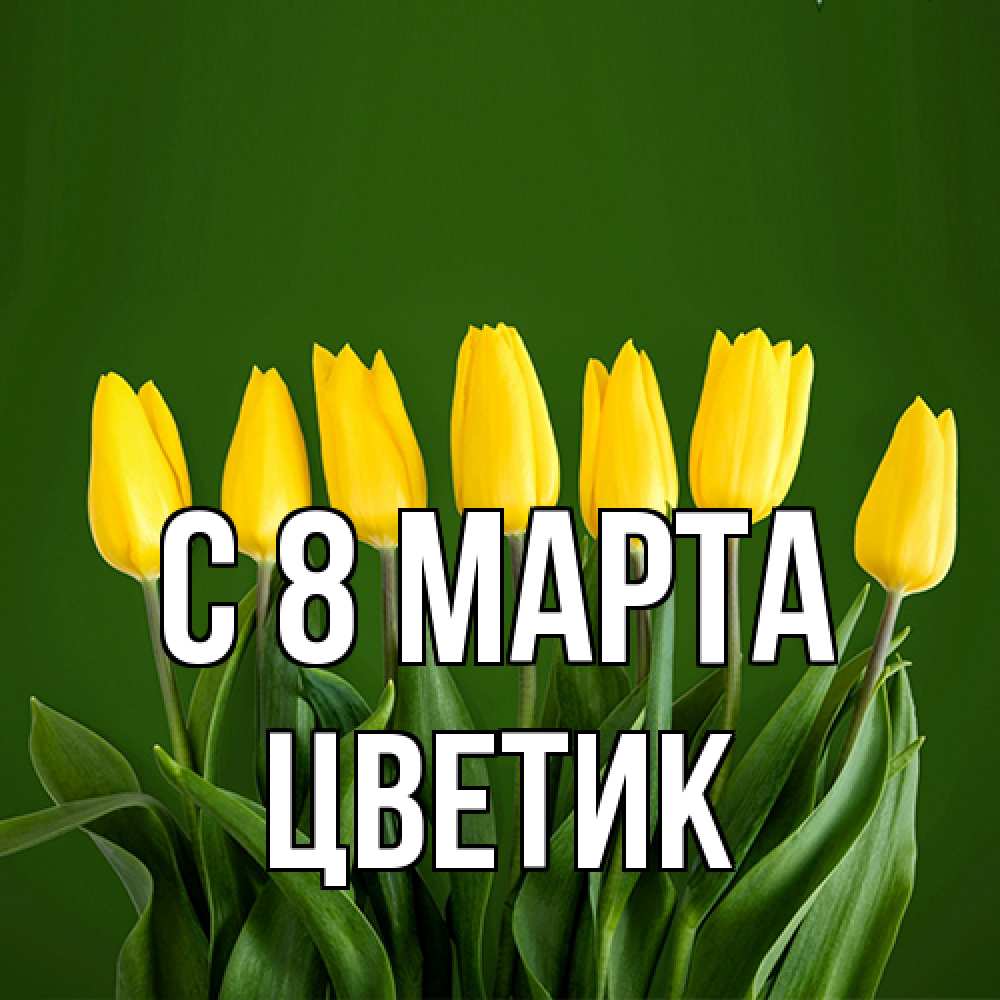 Открытка на каждый день с именем, цветик C 8 МАРТА желтого цвета 3 Прикольная открытка с пожеланием онлайн скачать бесплатно 