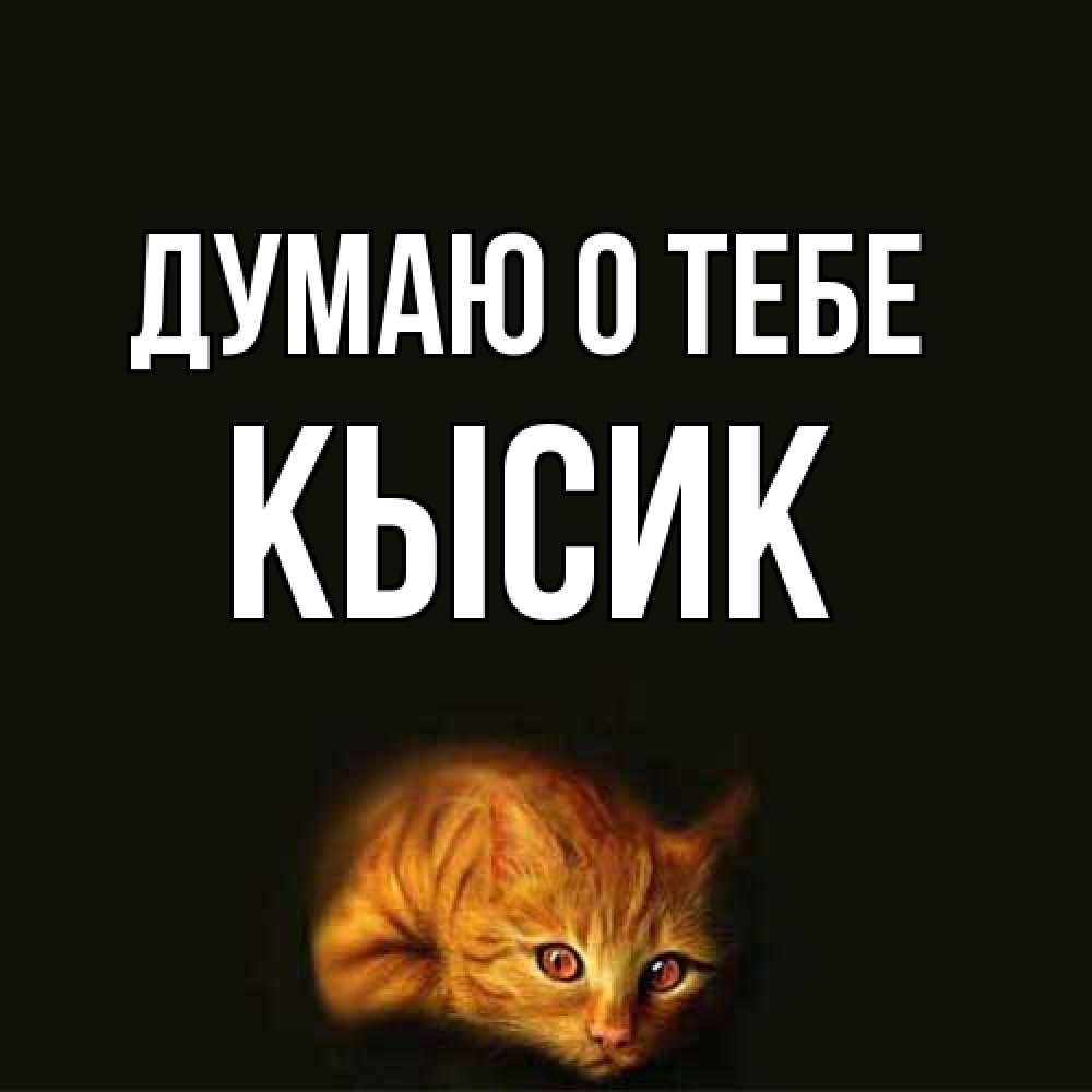 Открытка на каждый день с именем, Кысик Думаю о тебе рыжий Прикольная открытка с пожеланием онлайн скачать бесплатно 