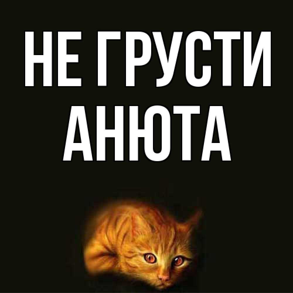 Открытка на каждый день с именем, Анюта Не грусти лежащий кот в темноте Прикольная открытка с пожеланием онлайн скачать бесплатно 