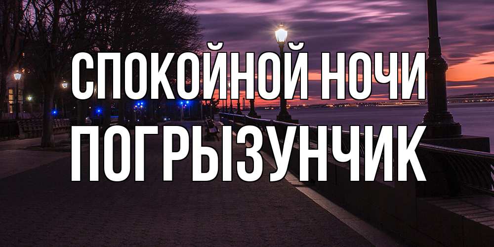 Открытка на каждый день с именем, Погрызунчик Спокойной ночи фонари на фоне реки Прикольная открытка с пожеланием онлайн скачать бесплатно 