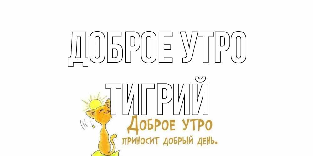 Открытка на каждый день с именем, Тигрий Доброе утро кот, солнце Прикольная открытка с пожеланием онлайн скачать бесплатно 