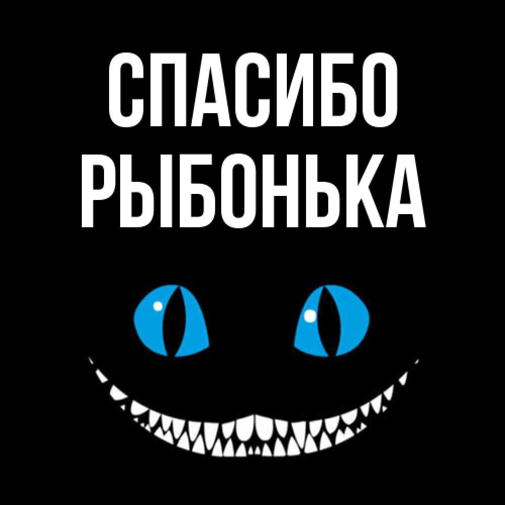 Открытка на каждый день с именем, Рыбонька Спасибо благодарю от чеширика Прикольная открытка с пожеланием онлайн скачать бесплатно 