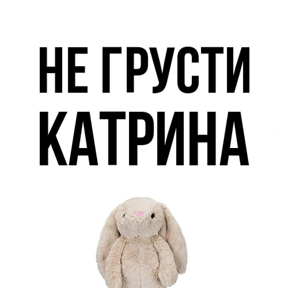 Открытка на каждый день с именем, Катрина Не грусти детская игрушка зайчика Прикольная открытка с пожеланием онлайн скачать бесплатно 