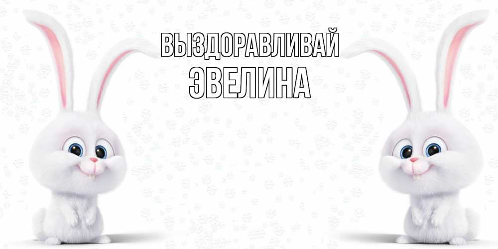 Открытка на каждый день с именем, Эвелина Выздоравливай не болей с зайцем Прикольная открытка с пожеланием онлайн скачать бесплатно 