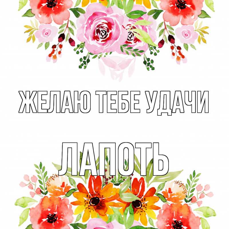 Картинка Желаю тебе удачи, Лапоть
