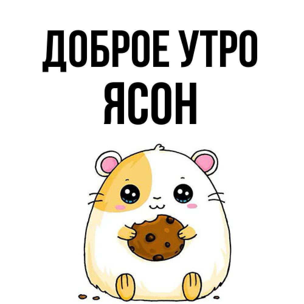 Открытка на каждый день с именем, Ясон Доброе утро есть печеньку. Утречко Прикольная открытка с пожеланием онлайн скачать бесплатно 