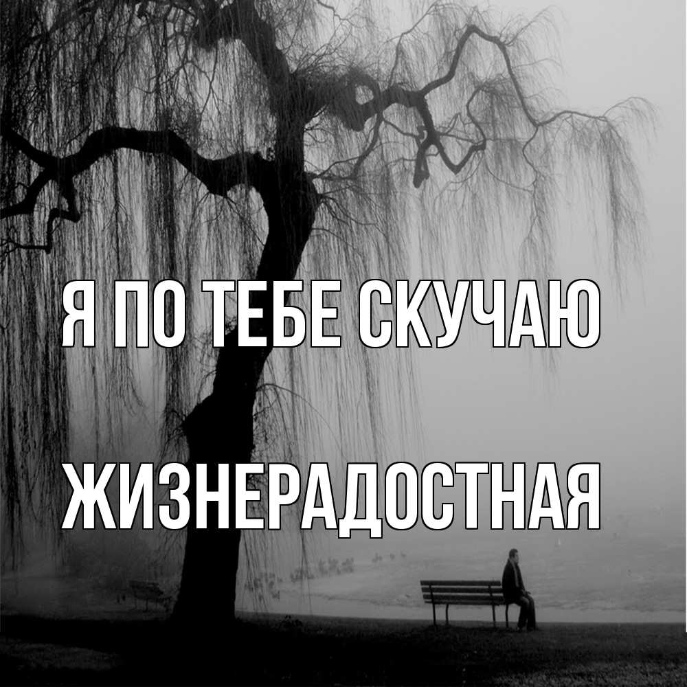 Открытка на каждый день с именем, Жизнерадостная Я по тебе скучаю лавочка под деревом я жду тебя Прикольная открытка с пожеланием онлайн скачать бесплатно 