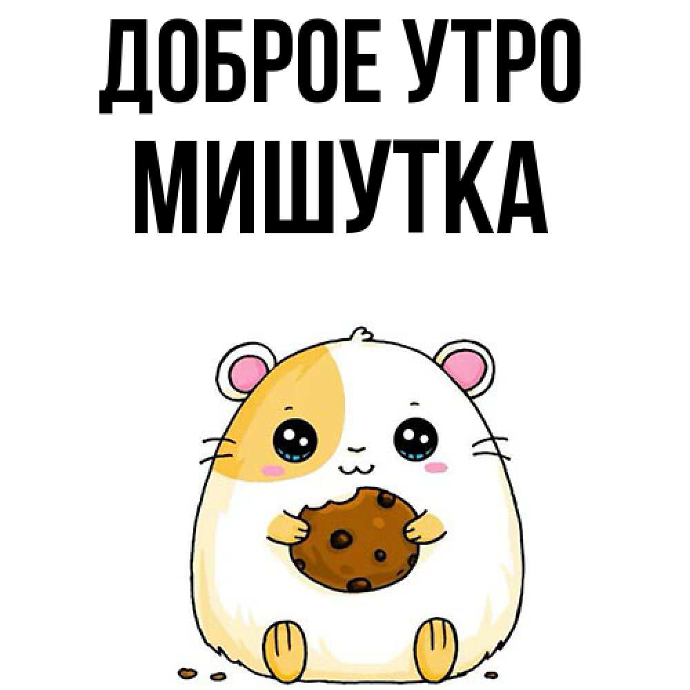 Открытка на каждый день с именем, Мишутка Доброе утро есть печеньку. Утречко Прикольная открытка с пожеланием онлайн скачать бесплатно 