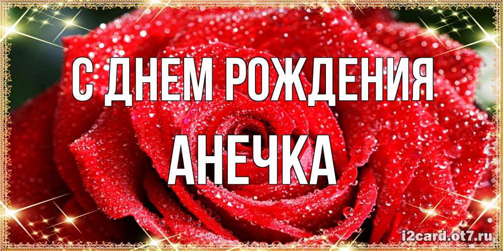 Открытка на каждый день с именем, Анечка С днем рождения роса и роза. открытка с красивой розой Прикольная открытка с пожеланием онлайн скачать бесплатно 