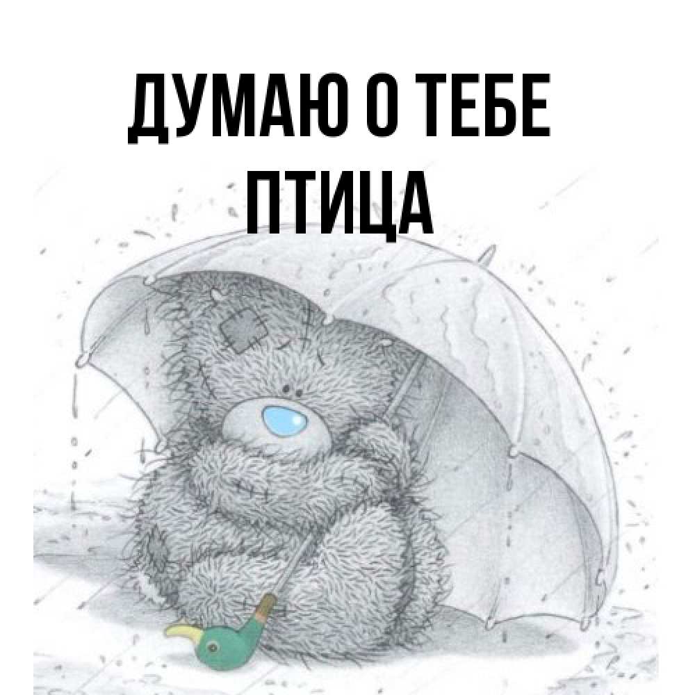 Открытка на каждый день с именем, Птица Думаю о тебе весеннее или осеннее настроение Прикольная открытка с пожеланием онлайн скачать бесплатно 