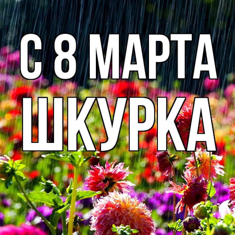 Открытка на каждый день с именем, Шкурка C 8 МАРТА цветы под дождиком к международному женскому дню Прикольная открытка с пожеланием онлайн скачать бесплатно 