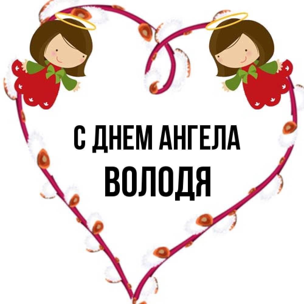 Открытка на каждый день с именем, Володя С днем ангела рамочка в виде сердца Прикольная открытка с пожеланием онлайн скачать бесплатно 