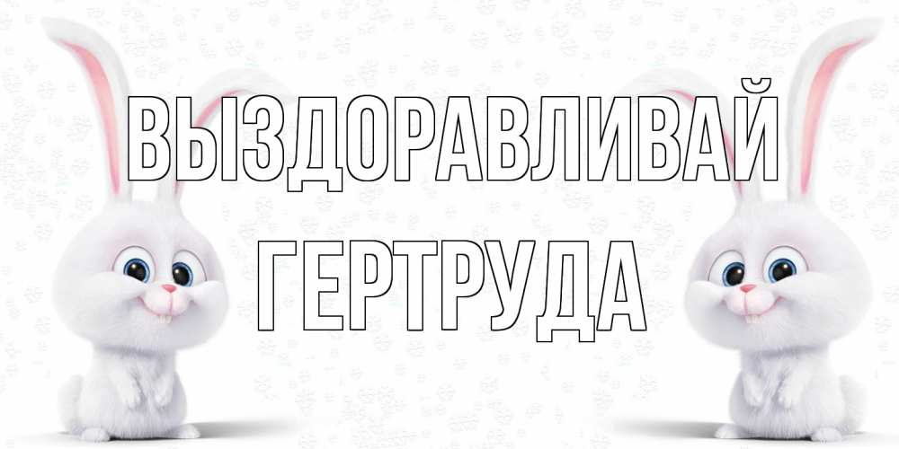 Открытка на каждый день с именем, Гертруда Выздоравливай не болей с зайцем Прикольная открытка с пожеланием онлайн скачать бесплатно 