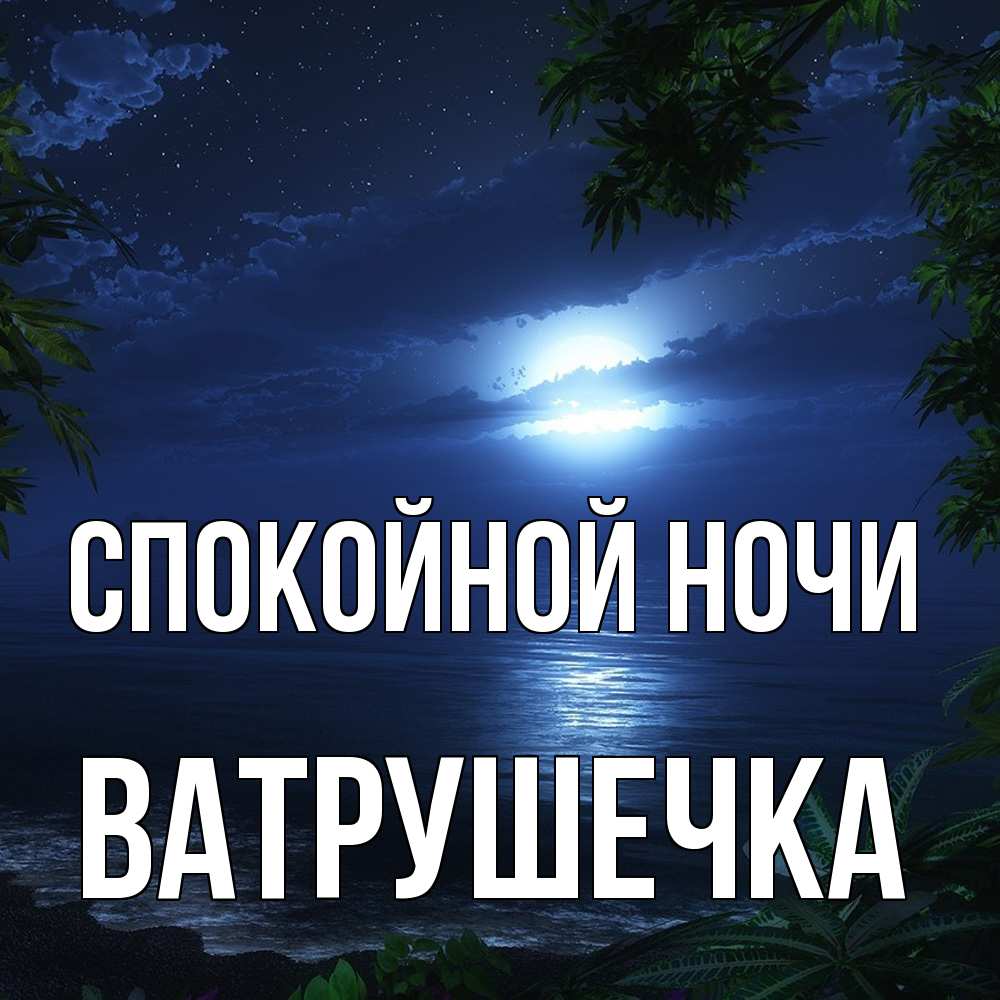 Открытка на каждый день с именем, ватрушечка Спокойной ночи тропический остров Прикольная открытка с пожеланием онлайн скачать бесплатно 