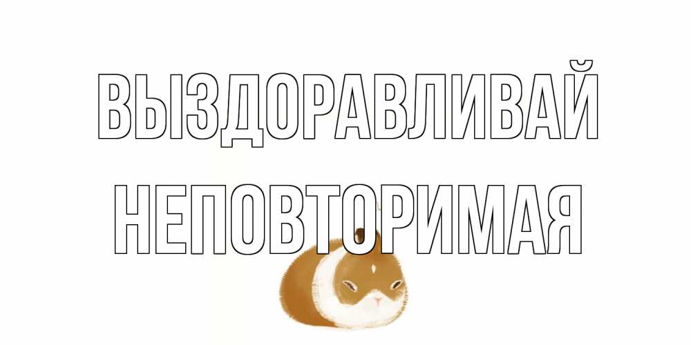 Открытка на каждый день с именем, Неповторимая Выздоравливай морская свинка на открытке с пожеланиями не болеть Прикольная открытка с пожеланием онлайн скачать бесплатно 