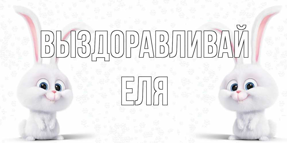 Открытка на каждый день с именем, Еля Выздоравливай не болей с зайцем Прикольная открытка с пожеланием онлайн скачать бесплатно 