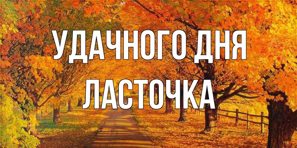 Открытка на каждый день с именем, Ласточка Удачного дня деревья с осенними листьями Прикольная открытка с пожеланием онлайн скачать бесплатно 