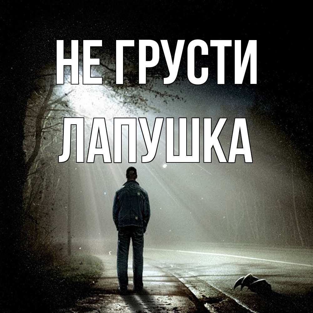 Открытка на каждый день с именем, лапушка Не грусти свет с неба в лесу Прикольная открытка с пожеланием онлайн скачать бесплатно 